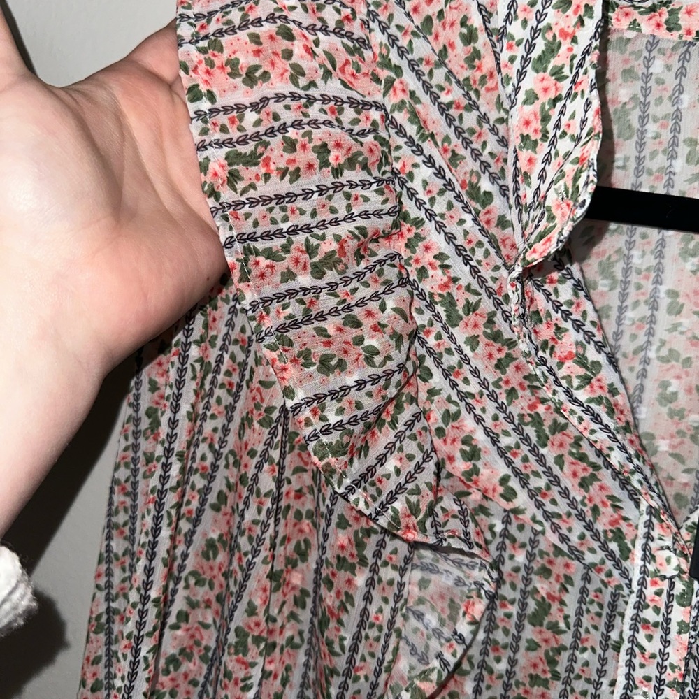 Lulu's Multicolor Floral Striped Blouse - Picture 6 of 6